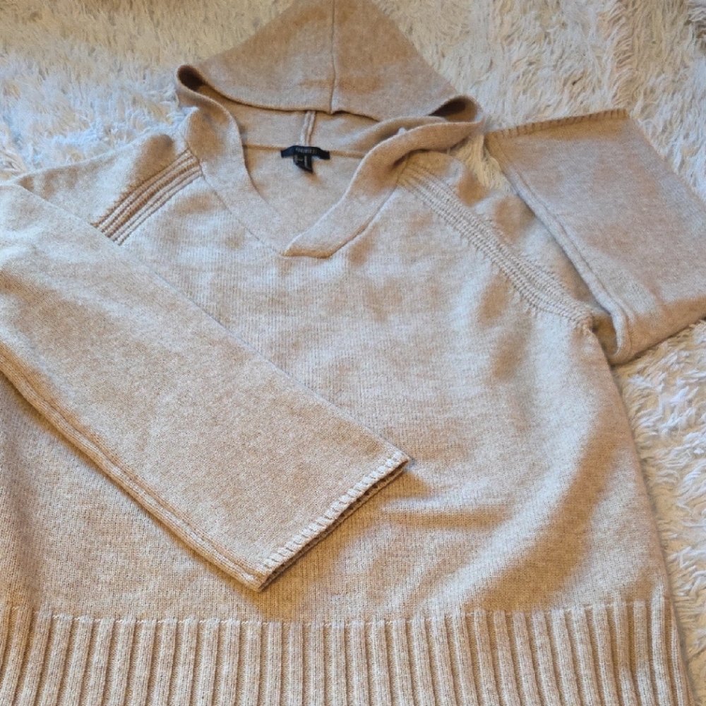 Forever 21 Cream Knit Sweater Hoodie, sz M